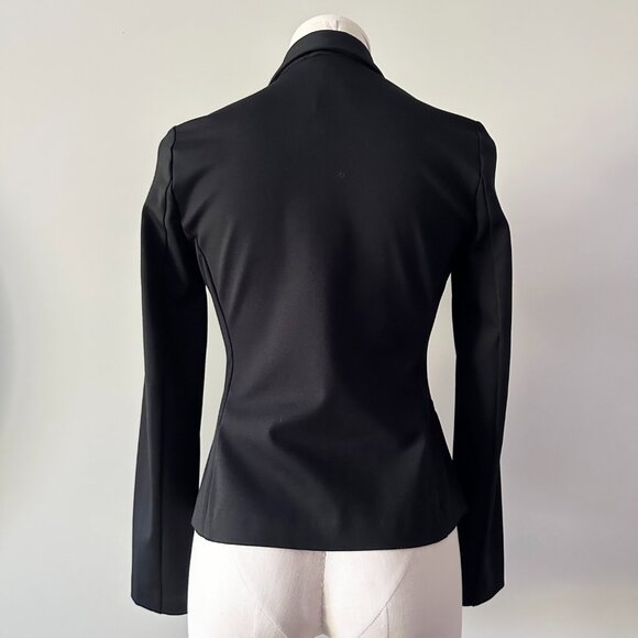 Black Blazer Jacket Womens Size S Jersey Stretch Fabric - Picture 2 of 5